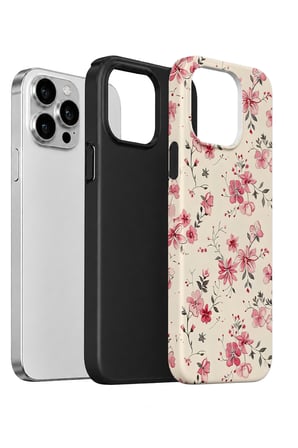 iPhone 13 Pro Vorian Çift Katmanlı Pembe Kır Çiçeği Kılıf
