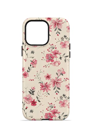 iPhone 13 Pro Vorian Çift Katmanlı Pembe Kır Çiçeği Kılıf