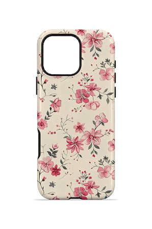 iPhone 16 Pro Max Vorian Çift Katmanlı Pembe Kır Çiçeği Kılıf