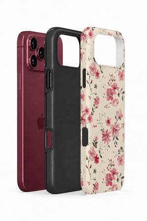 iPhone 18 Pro Max Vorian Çift Katmanlı Pembe Kır Çiçeği Kılıf