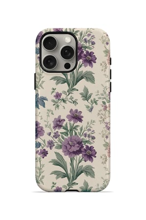 iPhone 15 Pro Vorian Çift Katmanlı Lavanta Botanik Kılıf
