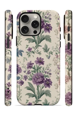 iPhone 15 Pro Vorian Çift Katmanlı Lavanta Botanik Kılıf