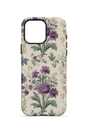 iPhone 15 Pro Vorian Çift Katmanlı Lavanta Botanik Kılıf