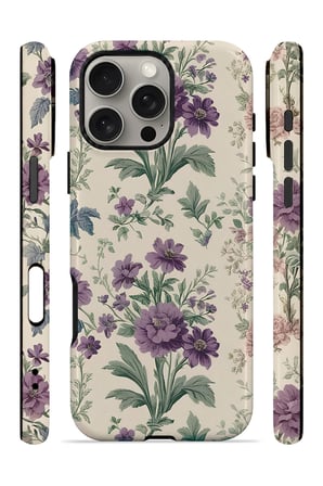 iPhone 16 Pro Max Vorian Çift Katmanlı Lavanta Botanik Kılıf