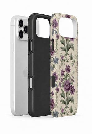 iPhone 17 Pro Max Vorian Çift Katmanlı Lavanta Botanik Kılıf