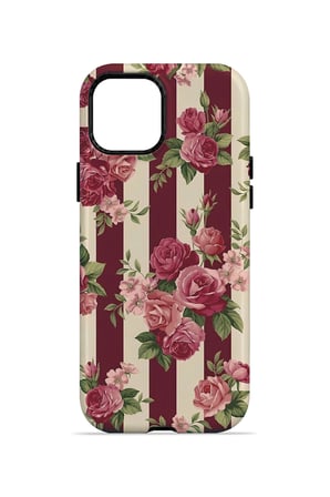 iPhone 15 Plus Vorian Çift Katmanlı Bordo Gül Serit Kılıf