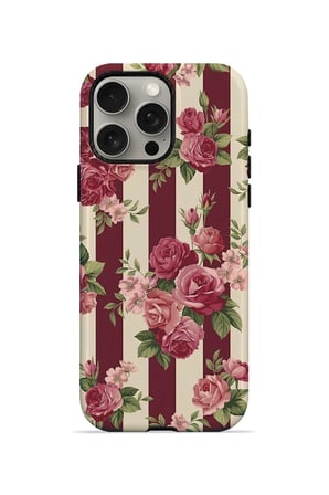 iPhone 15 Pro Vorian Çift Katmanlı Bordo Gül Serit Kılıf