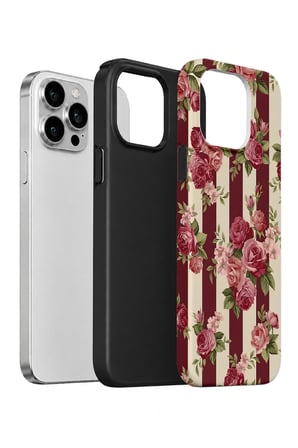 iPhone 15 Pro Vorian Çift Katmanlı Bordo Gül Serit Kılıf