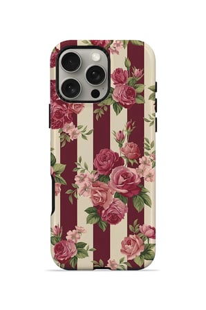 iPhone 16 Pro Vorian Çift Katmanlı Bordo Gül Serit Kılıf