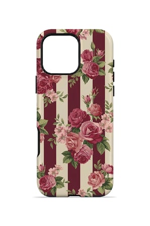iPhone 16 Pro Vorian Çift Katmanlı Bordo Gül Serit Kılıf