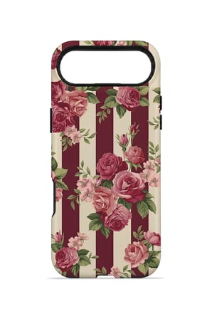 iPhone 17 Air Vorian Çift Katmanlı Bordo Gül Serit Kılıf