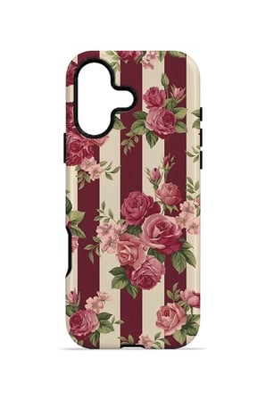 iPhone 17 Vorian MagSafe Çift Katmanlı Bordo Gül Serit Kılıf