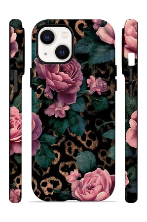 iPhone 14 Plus Vorian MagSafe Çift Katmanlı Leopar Pembe Gül Kılıf