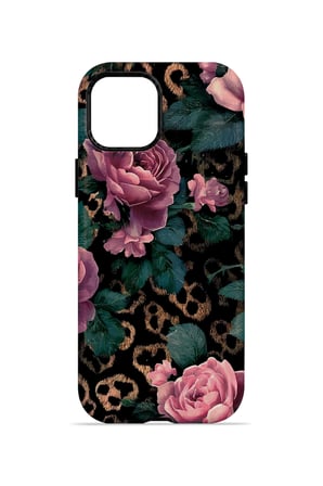 iPhone 14 Plus Vorian MagSafe Çift Katmanlı Leopar Pembe Gül Kılıf