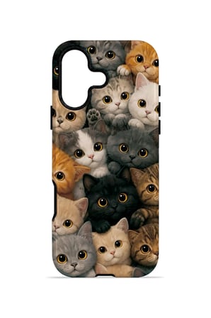 iPhone 16 Plus Vorian Çift Katmanlı Kedi Kalabalığı Kılıf