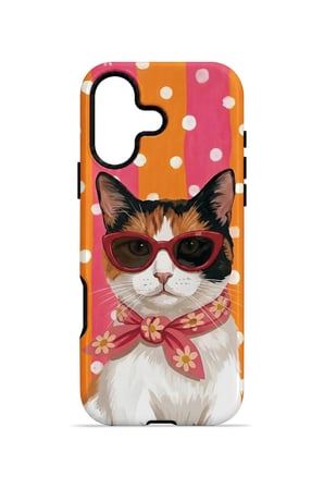 iPhone 16 Plus Vorian MagSafe Çift Katmanlı Turuncu Retro Kedi Kılıf