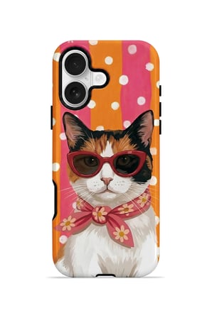 iPhone 16 Plus Vorian Çift Katmanlı Turuncu Retro Kedi Kılıf