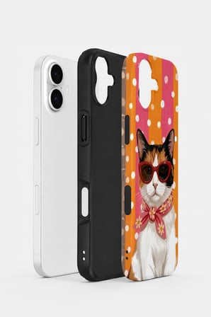 iPhone 16 Plus Vorian Çift Katmanlı Turuncu Retro Kedi Kılıf