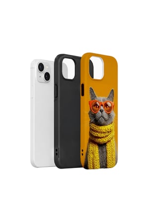 iPhone 14 Plus Vorian Çift Katmanlı Sari Atkılı Kedi Kılıf