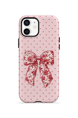 iPhone 12 Vorian MagSafe Çift Katmanlı Vintage Rose Bow Dot Kılıf