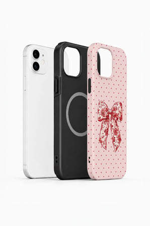 iPhone 12 Vorian MagSafe Çift Katmanlı Vintage Rose Bow Dot Kılıf