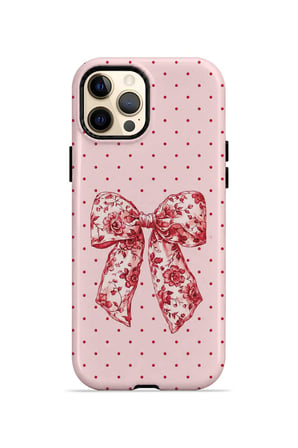 iPhone 12 Pro Vorian Çift Katmanlı Vintage Rose Bow Dot Kılıf