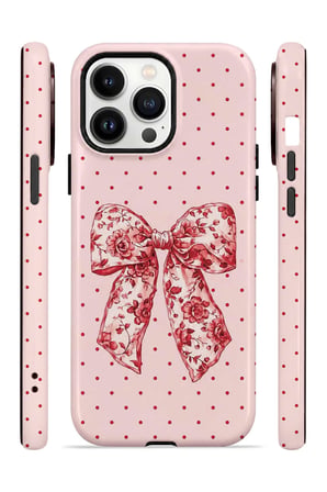 iPhone 14 Pro Max Vorian MagSafe Çift Katmanlı Vintage Rose Bow Dot Kılıf