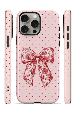 iPhone 15 Pro Max Vorian MagSafe Çift Katmanlı Vintage Rose Bow Dot Kılıf