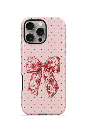 iPhone 16 Pro Max Vorian MagSafe Çift Katmanlı Vintage Rose Bow Dot Kılıf
