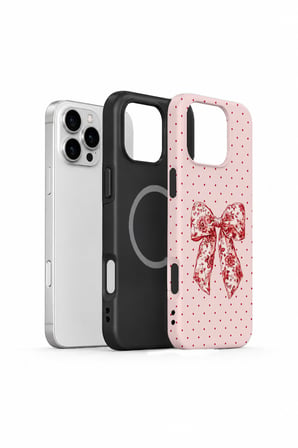 iPhone 16 Pro Max Vorian MagSafe Çift Katmanlı Vintage Rose Bow Dot Kılıf