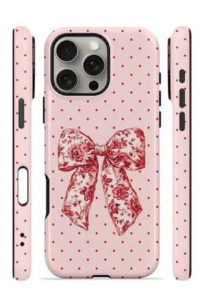 iPhone 16 Pro Max Vorian MagSafe Çift Katmanlı Vintage Rose Bow Dot Kılıf