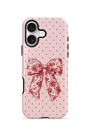 iPhone 16 Vorian Çift Katmanlı Vintage Rose Bow Dot Kılıf