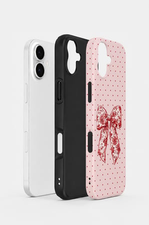 iPhone 16 Vorian Çift Katmanlı Vintage Rose Bow Dot Kılıf
