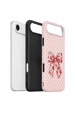 iPhone 17 Air Vorian Çift Katmanlı Vintage Rose Bow Dot Kılıf