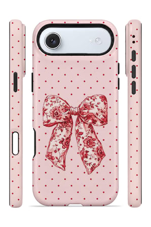 iPhone 17 Air Vorian Çift Katmanlı Vintage Rose Bow Dot Kılıf