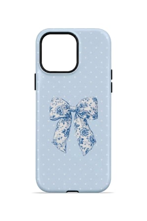 iPhone 14 Pro Max Vorian Çift Katmanlı Blue Toile Bow Kılıf