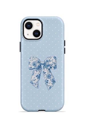 iPhone 15 Vorian MagSafe Çift Katmanlı Blue Toile Bow Kılıf