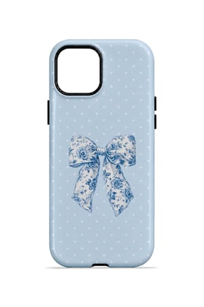 iPhone 15 Vorian MagSafe Çift Katmanlı Blue Toile Bow Kılıf