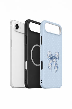 iPhone 17 Air Vorian MagSafe Çift Katmanlı Blue Toile Bow Kılıf