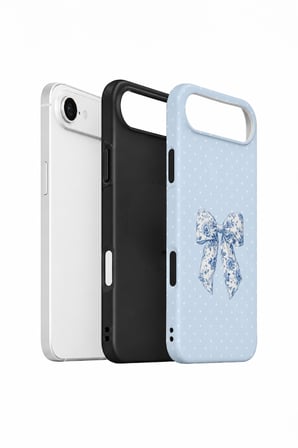 iPhone 17 Air Vorian Çift Katmanlı Blue Toile Bow Kılıf