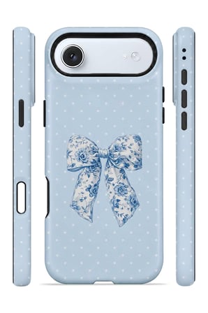 iPhone 17 Air Vorian Çift Katmanlı Blue Toile Bow Kılıf