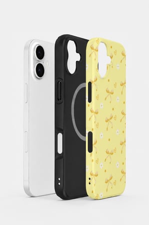 iPhone 16 Vorian MagSafe Çift Katmanlı Butter Daisy Bows Kılıf
