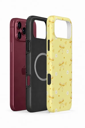 iPhone 18 Pro Vorian MagSafe Çift Katmanlı Butter Daisy Bows Kılıf