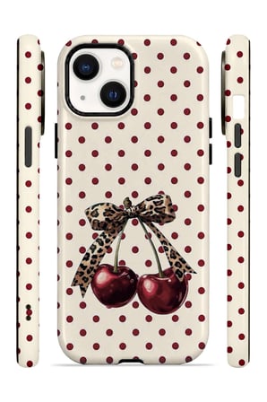 iPhone 14 Plus Vorian Çift Katmanlı Wild Cherry Bow Kılıf