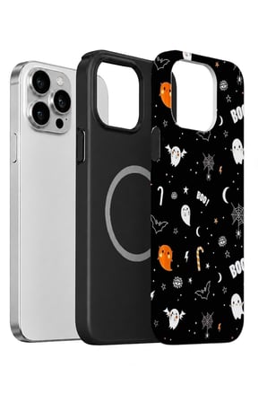 iPhone 14 Pro Vorian MagSafe Çift Katmanlı Boo Ghost Doodle Kılıf