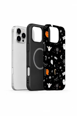 iPhone 16 Pro Max Vorian MagSafe Çift Katmanlı Boo Ghost Doodle Kılıf
