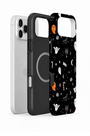 iPhone 17 Pro Max Vorian MagSafe Çift Katmanlı Boo Ghost Doodle Kılıf