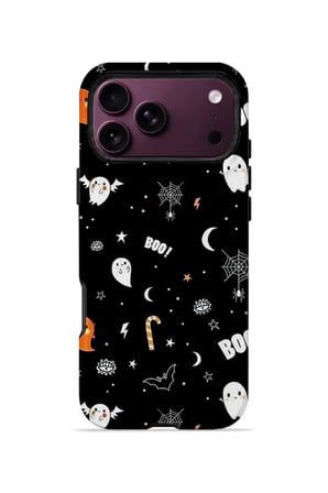 iPhone 18 Pro Vorian Çift Katmanlı Boo Ghost Doodle Kılıf