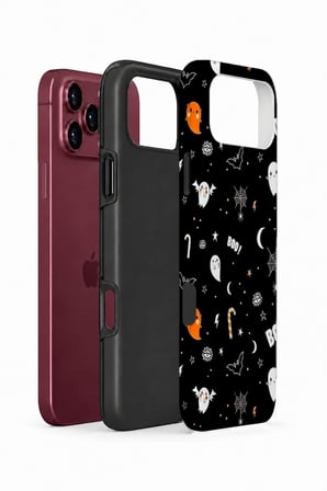 iPhone 18 Pro Vorian Çift Katmanlı Boo Ghost Doodle Kılıf