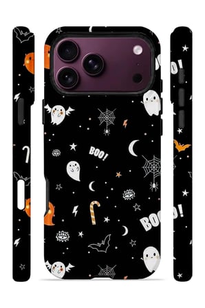 iPhone 18 Pro Vorian Çift Katmanlı Boo Ghost Doodle Kılıf